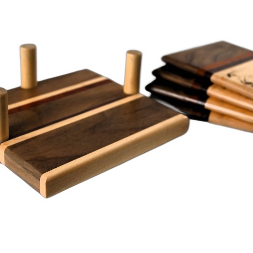 Wooden Coaster Set with Holder